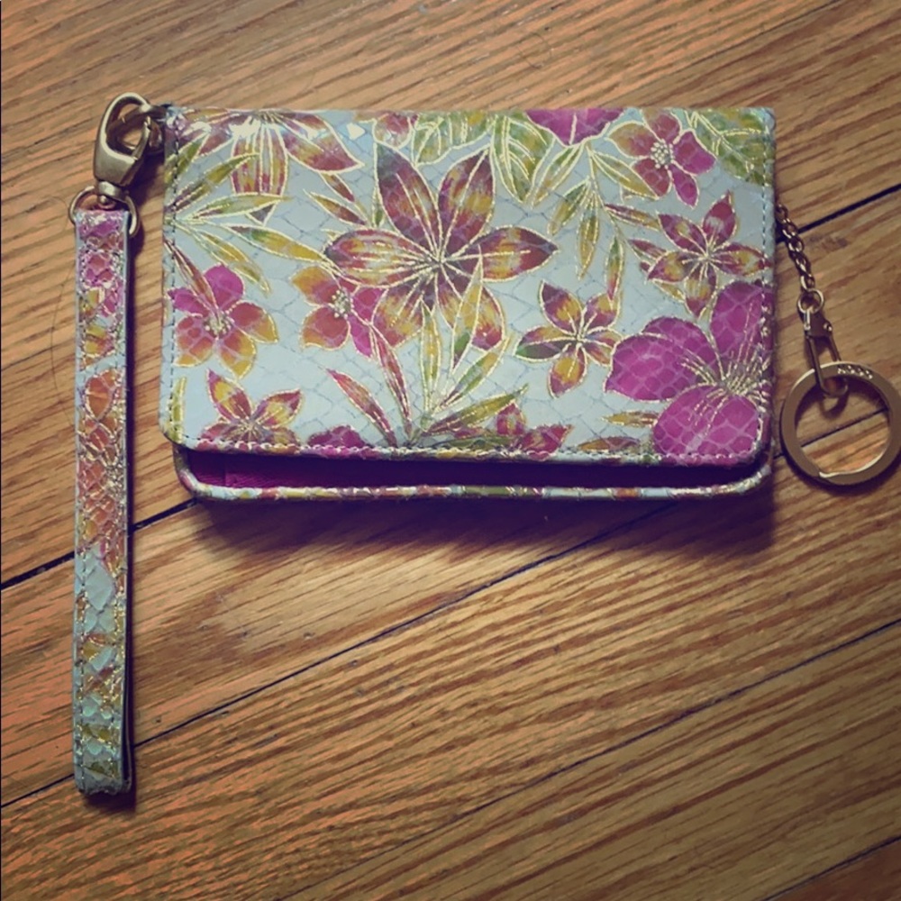 Gold Floral Hobo Wristlet/Wallet